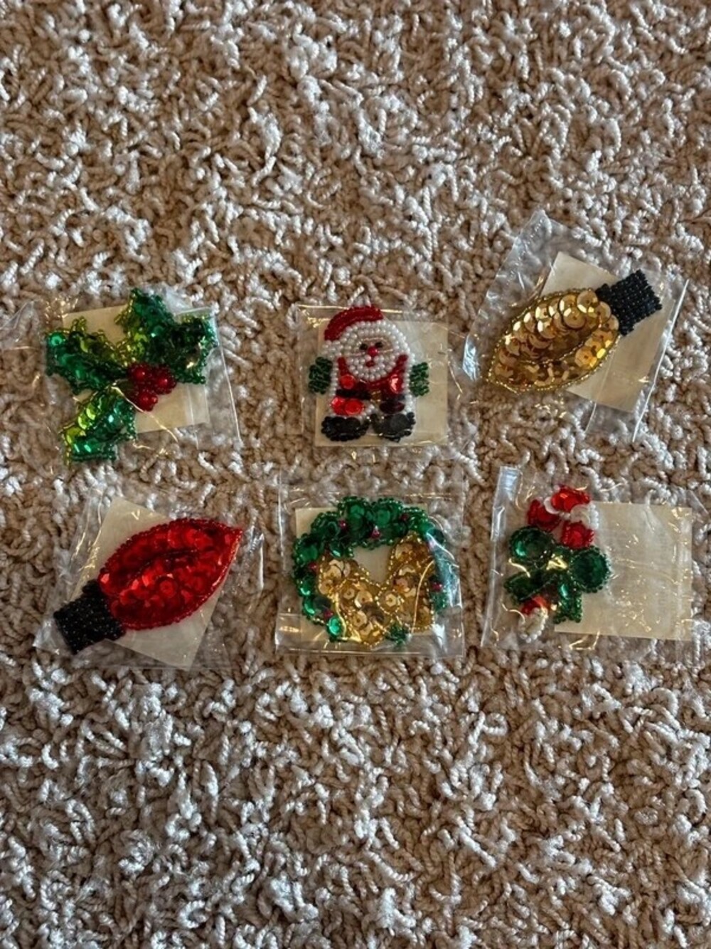 Vintage Wang's Christmas Sequin Applique Patches Lot 6